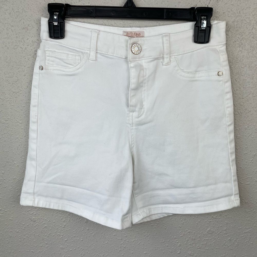 Elite Jeans White High Rise Stretch Shorts Size 29 EUC